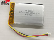 IEC62133 แบตเตอรี่ลิเธียมโพลิเมอร์แบบชาร์จไฟได้ GPS 523450 3.7V 1000mAh