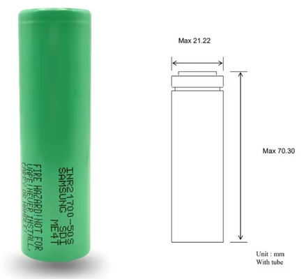 เกรดแท้ A 21700 แบตเตอรี่ลิตยูมไฮเดรน 21700 3.6V 5000mAh INR21700-50S Max 45A