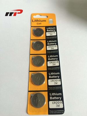 เซลล์ปุ่มกด Primary Cell 75mAh CR2016 แบตเตอรี่ลิเธียม 3.0V / Li-MnO2 แบตเตอรี่แท่งเงิน