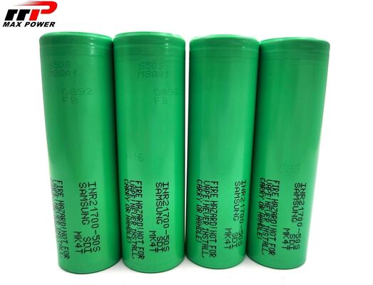 แบตเตอรี่ลิเธียมไอออนแบบชาร์จได้ 21700 5000mAh 50S เซลล์พลังงานจ่ายกระแส 3C